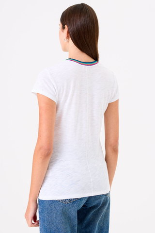 Summer Rainbow Ringer Tee in White