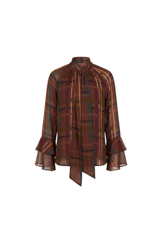 Valentina Blouse, Brown Plaid