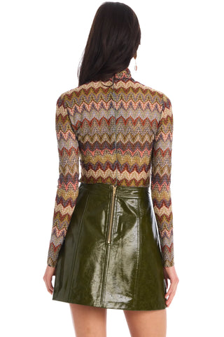 Conner Knit Top, Olive Chevron
