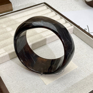 Vintage Irregular Acetate Wide Cuff Bracelet - B Black