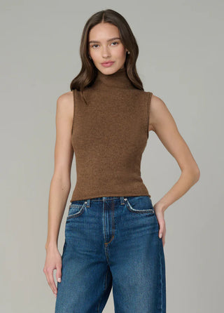 The Stevie Sleeveless Roll Neck Sweater, Cinnamon