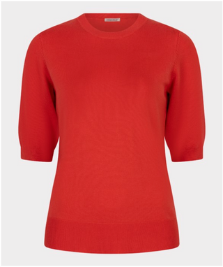 Round Neck Short Sleeve Sweater, Red