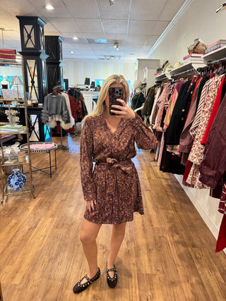 V-Neck Button Trimmed Dress, Wanderloom