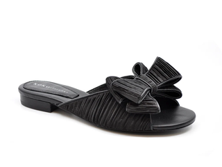Dara in Black Ribbed Satin