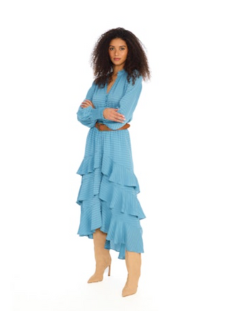 Ella Midi Skirt in Steel Blue