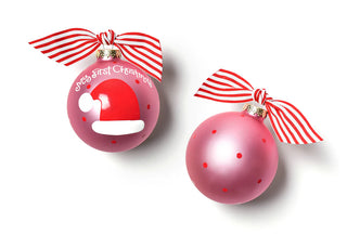 My First Christmas Hat Girl Glass Ornament