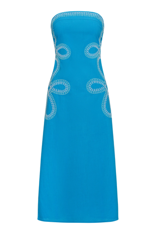 Wess Midi in Cobalt with Embroidery