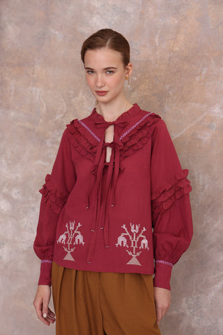 Fleur Blouse in Burgundy