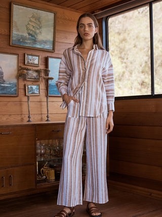 Lucia Stripe Pant in Caramel
