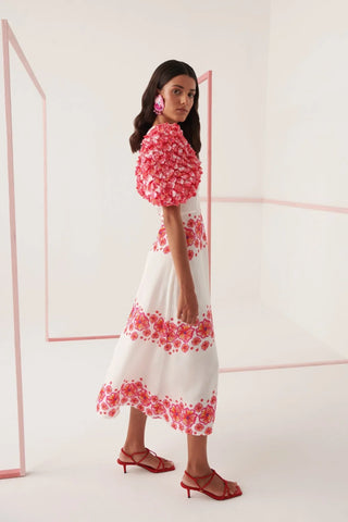 Natura Floral Dress in White