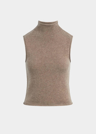 The Stevie Sleeveless Roll Neck Sweater, Mink