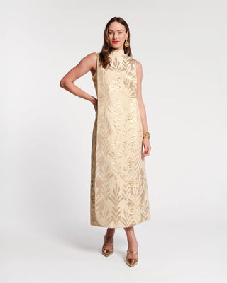 Carlyle Maxi Dress, Royal Palm Jacquard Gold