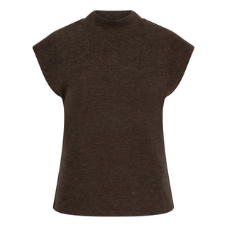 Sleeveless Mockneck Sweater, Cacao