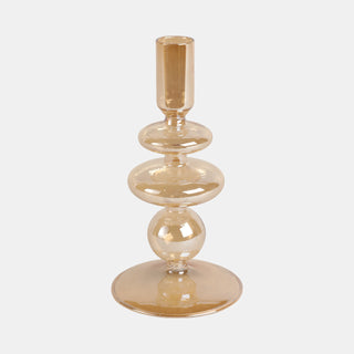 Glass Sculptural Silhouette Taper Holder - Gold, 7 in.