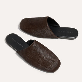 Waverly Slide In Chocolate Calf Hair, Chocolate