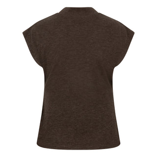 Sleeveless Mockneck Sweater, Cacao