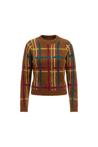 Eliza Sweater, Brown Plaid
