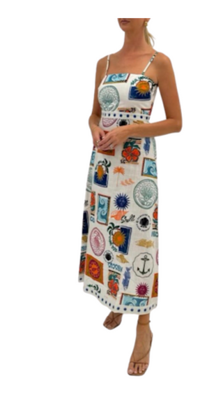 Lynn Midi Dress in White Tropic