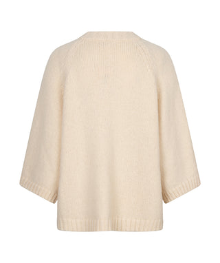 Short Sleeve Sweater With Buttons , Biscuit