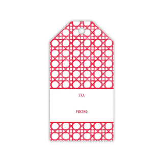 Gift Tag-Handpainted Red Cane Trellis