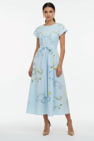 Yulia Dress, Blue Dalias