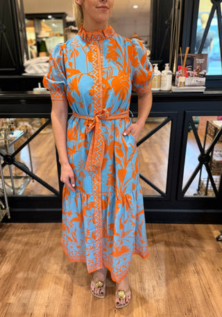 Placket Maxi Dress, Birds of Paradise