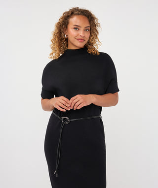 Midi Knit Dress , Black