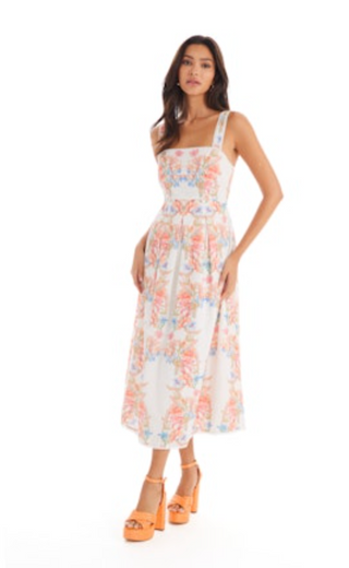 Julianna Midi Dress in Floral Arches