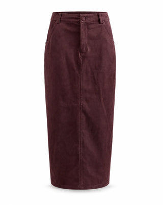 Suede Midi Skirt, Plum
