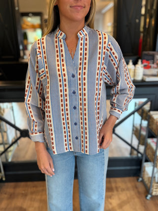 Contrast Stripe Shirt, Colonial Stripe