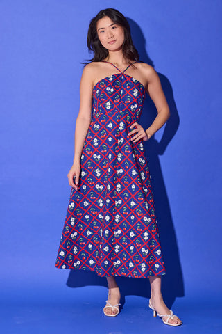 Karin Dress, Navy Cherry