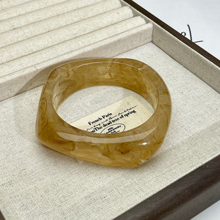 Vintage Irregular Acetate Wide Cuff Bracelet - D Amber