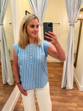 Will Top in Blue/Green Stripe