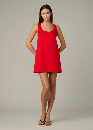 The Scoop Neck Mini Dress, Cherry Red