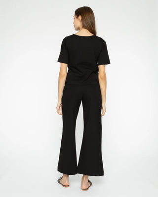 Ponte Knit Cropped Wide Leg Pant