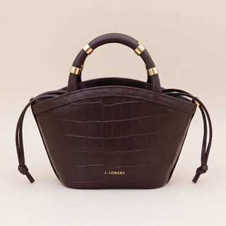 Mini Tote, Espresso Croc