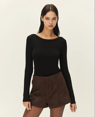 Marais Faux Suede Shorts , Chocolate Fondant