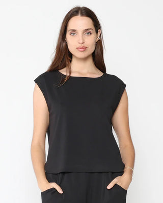 Scuba Cowl Neck Top, Black