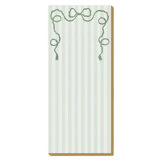 Luxe Skinny Pad-Holiday Green Bow with Tassels on Stripe