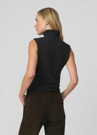 The Stevie Sleeveless Roll Neck Sweater, Charcoal