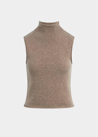 The Stevie Sleeveless Roll Neck Sweater, Mink